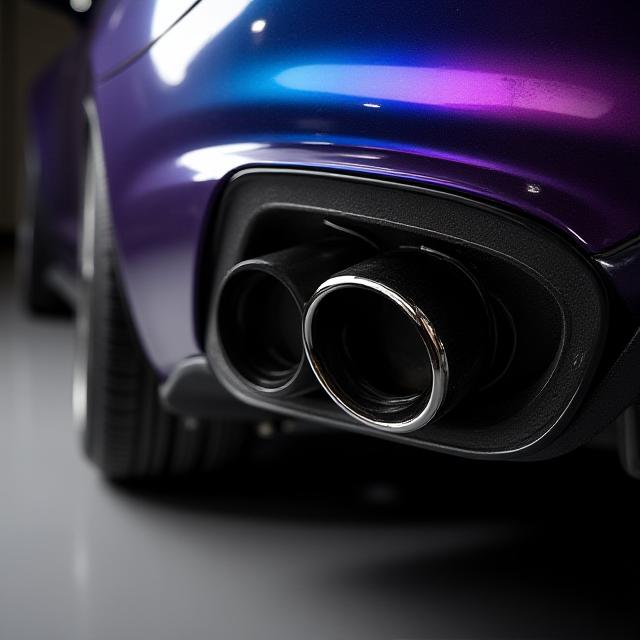 チタン製エキゾーストシステムのリアビュー