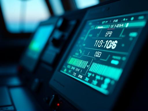 Pantalla de un sistema de navegación mostrando la hora GPS sincronizada